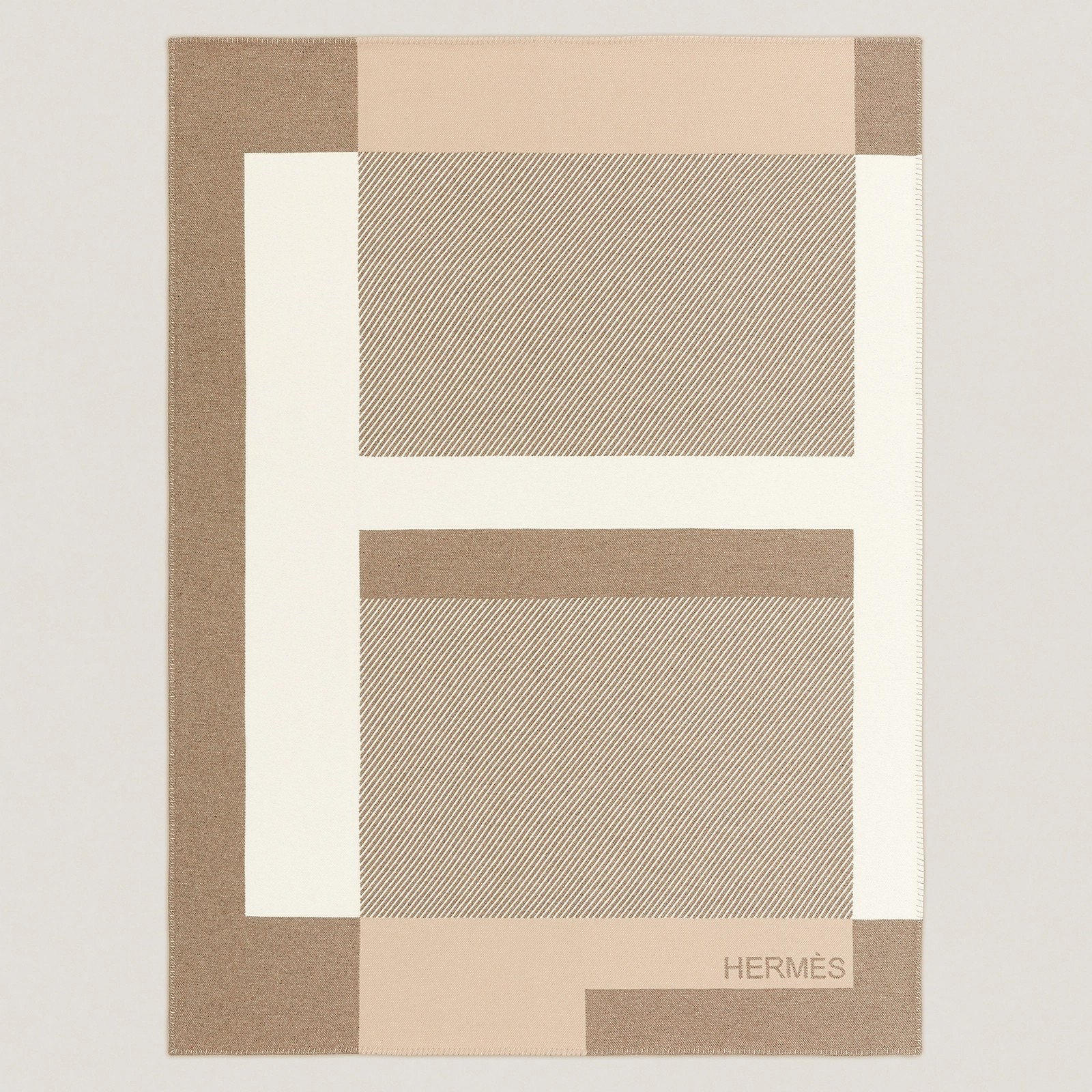 H**mes h riviera blanket in beige wool and cashmere