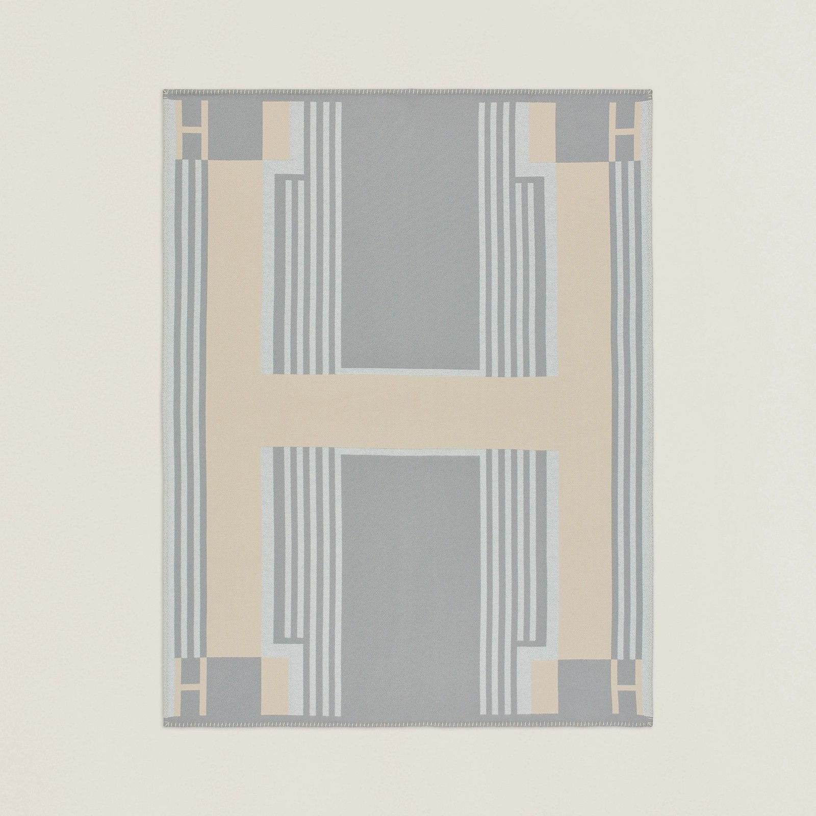 H**mes ithaque blanket in grey wool and cashmere