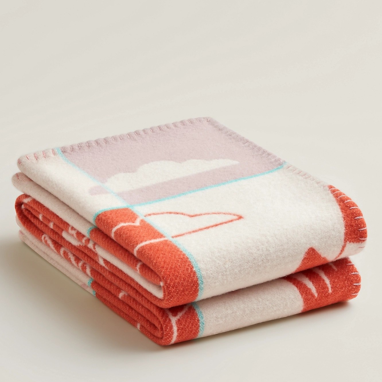 H**mes avalon epopee blanket in mandarine wool and cashmere