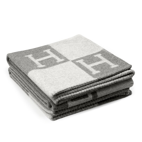 H**mes avalon blanket in grey wool and cashmere