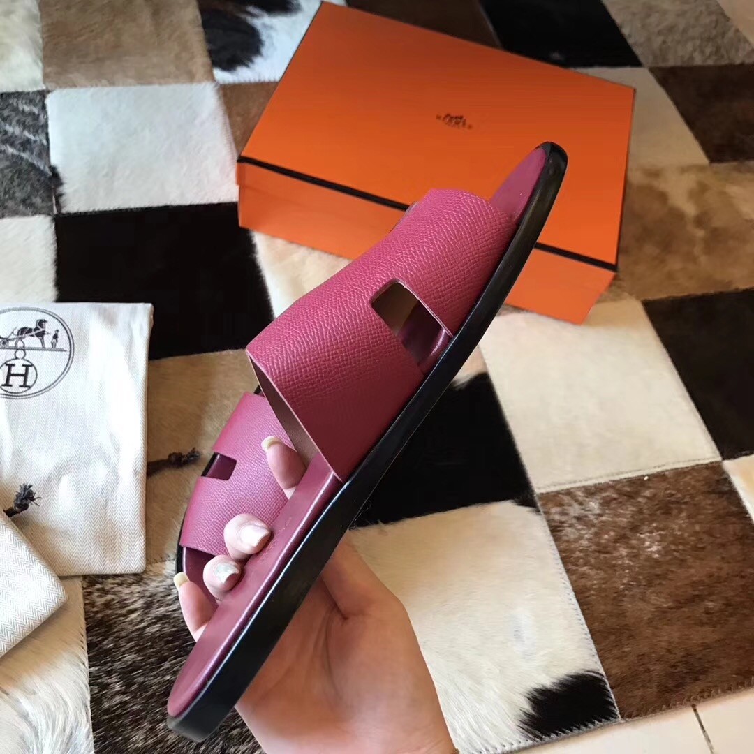 H**mes izmir sandals in fuchsia epsom leather