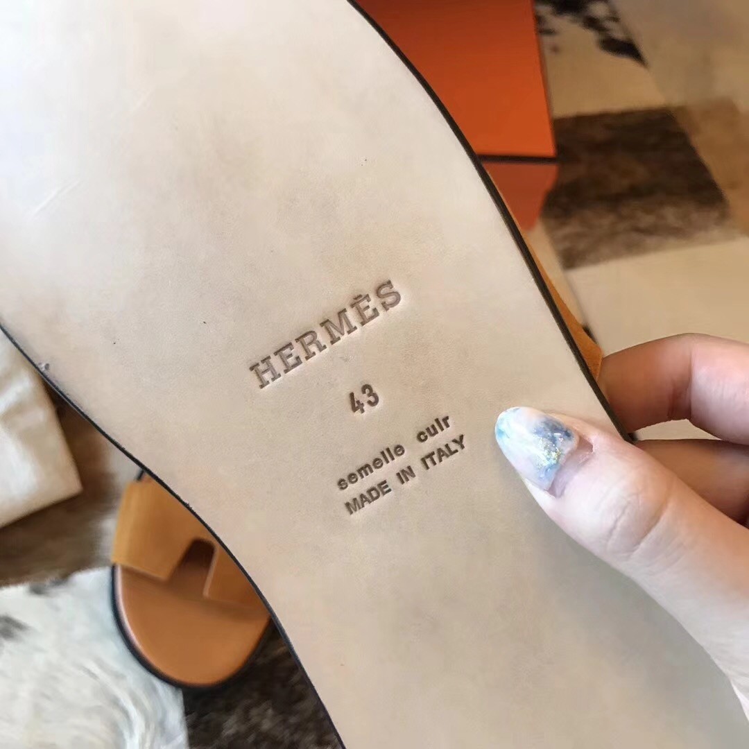 H**mes izmir sandals in orange suede leather