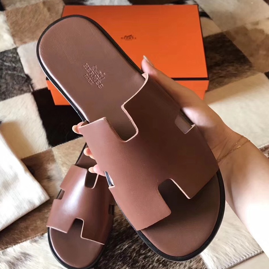 H**mes izmir sandals in camarel swift leather