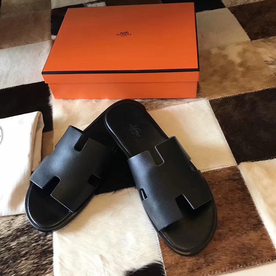 H**mes black swift izmir sandals