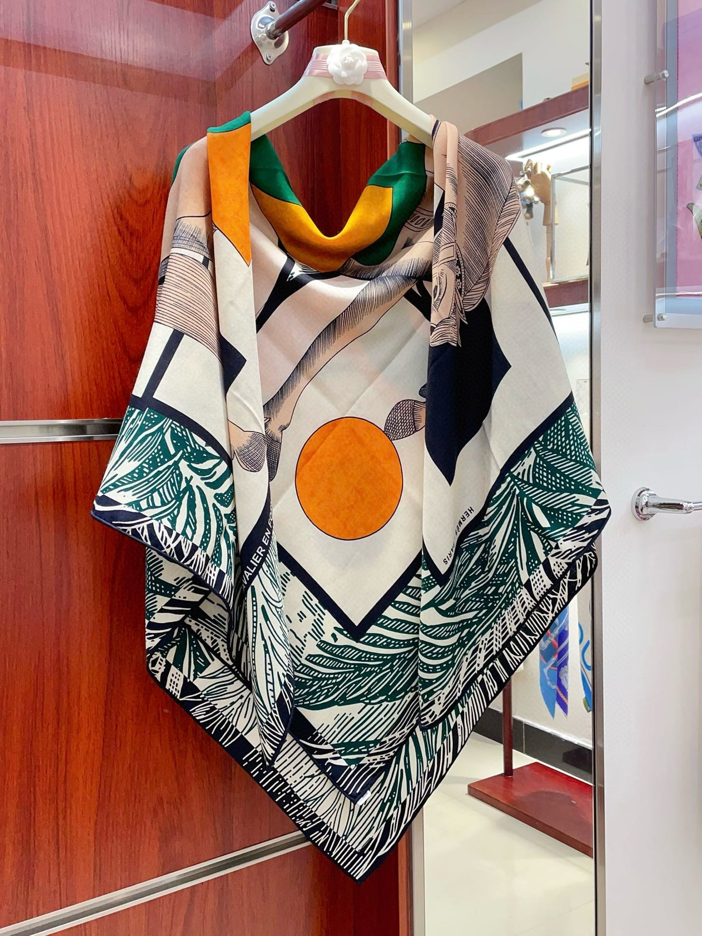 H**mes green cavalier en formes shawl 140