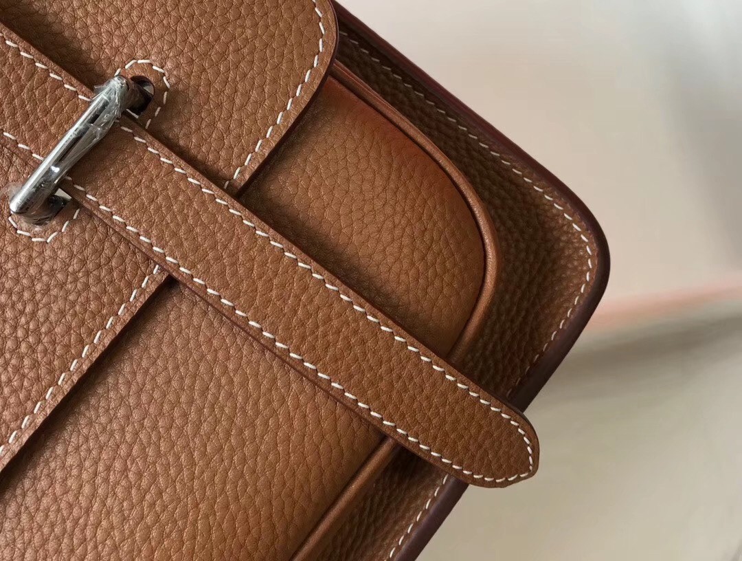 H**mes steve 35 messenger bag in brown clemence calfskin