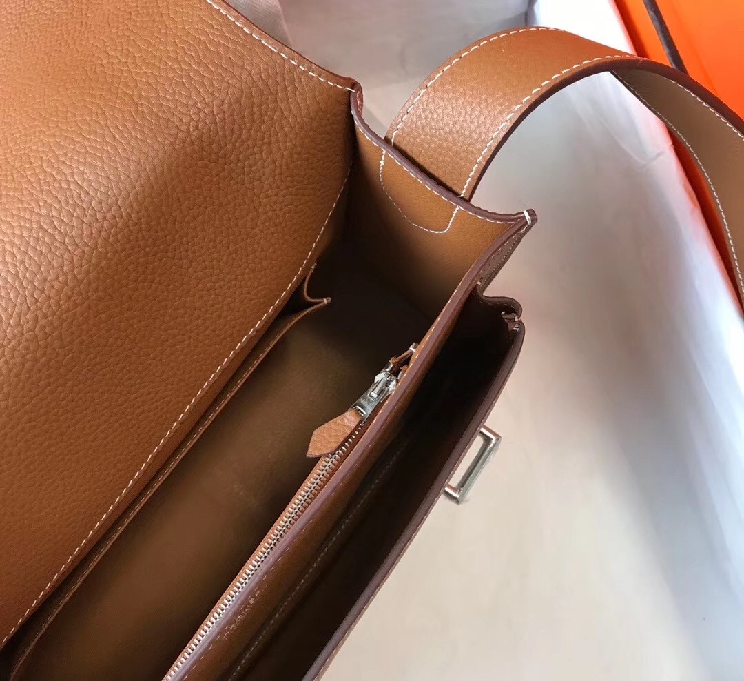 H**mes steve 35 messenger bag in brown clemence calfskin