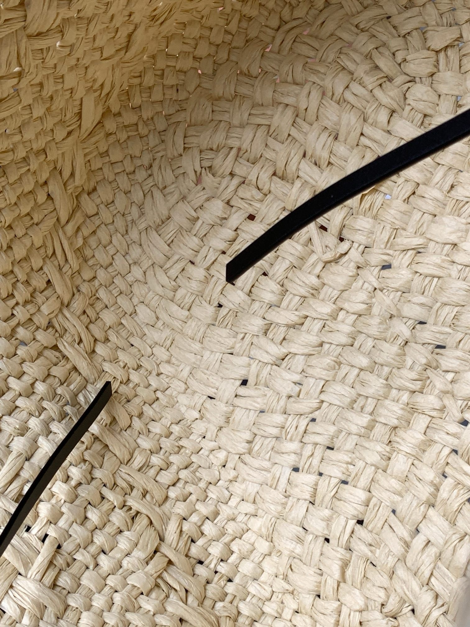 L0ew* medium anagram basket bag in iraca palm and black calfskin