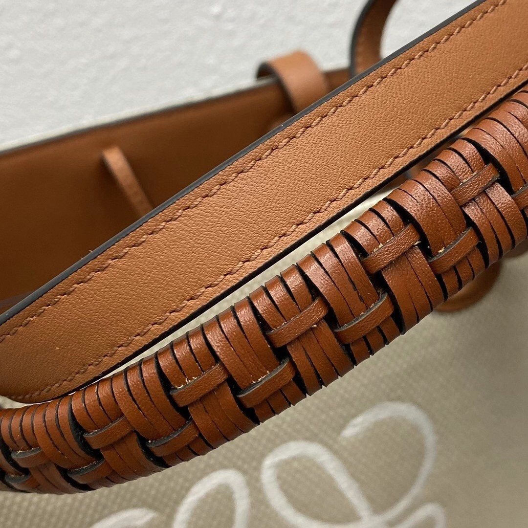 L0ew* anagram small tote in jacquard and calfskin