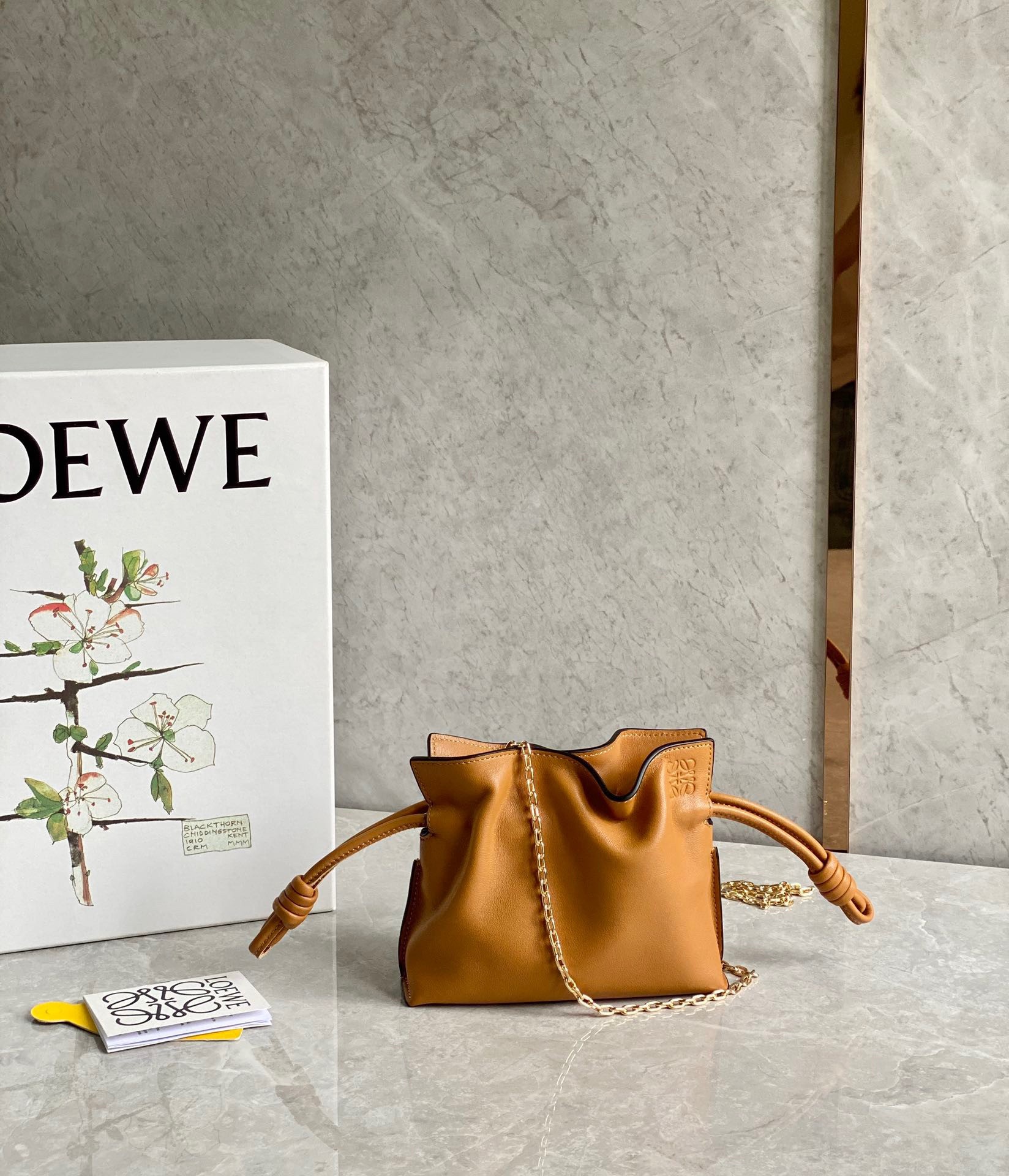 L0ew* flamenco nano clutch in brown nappa leather