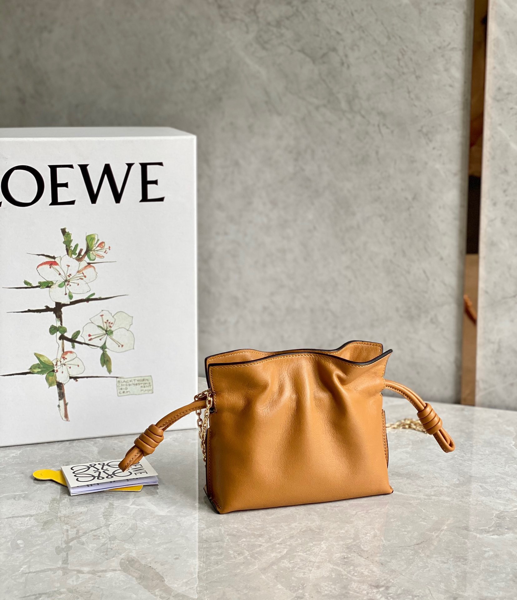 L0ew* flamenco nano clutch in brown nappa leather