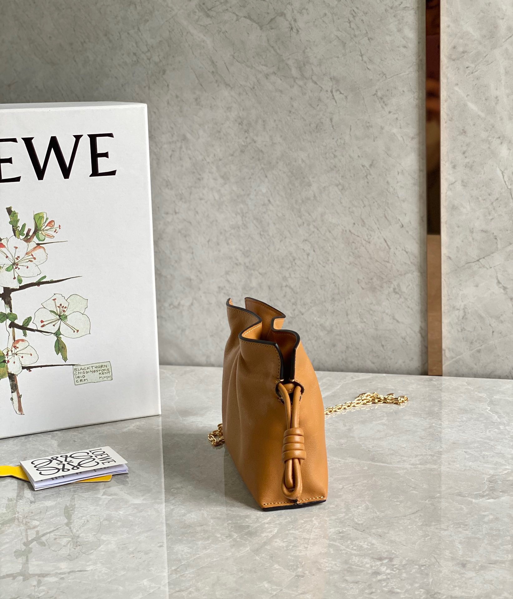 L0ew* flamenco nano clutch in brown nappa leather