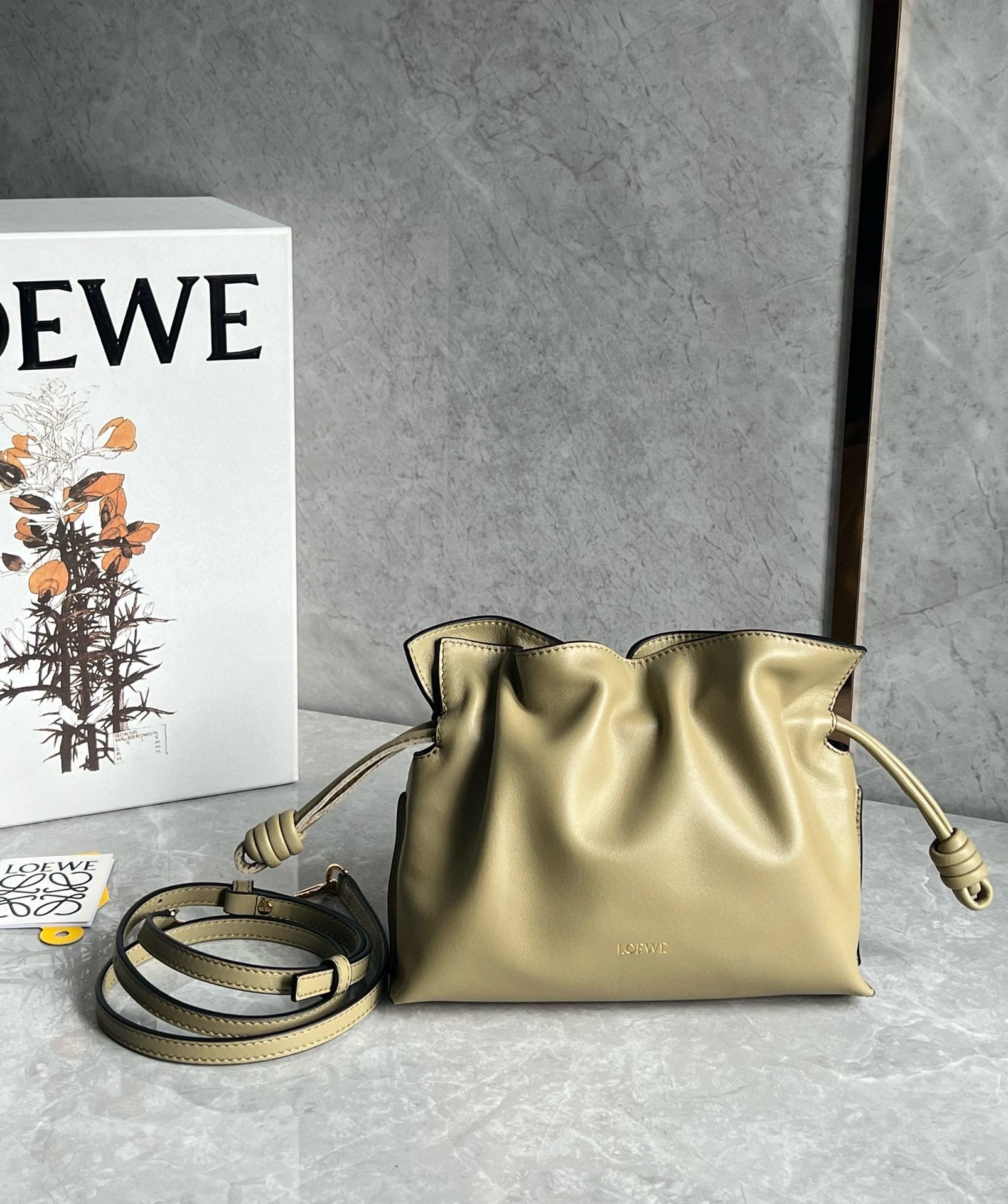 L0ew* mini flamenco clutch bag in clay green nappa calfskin