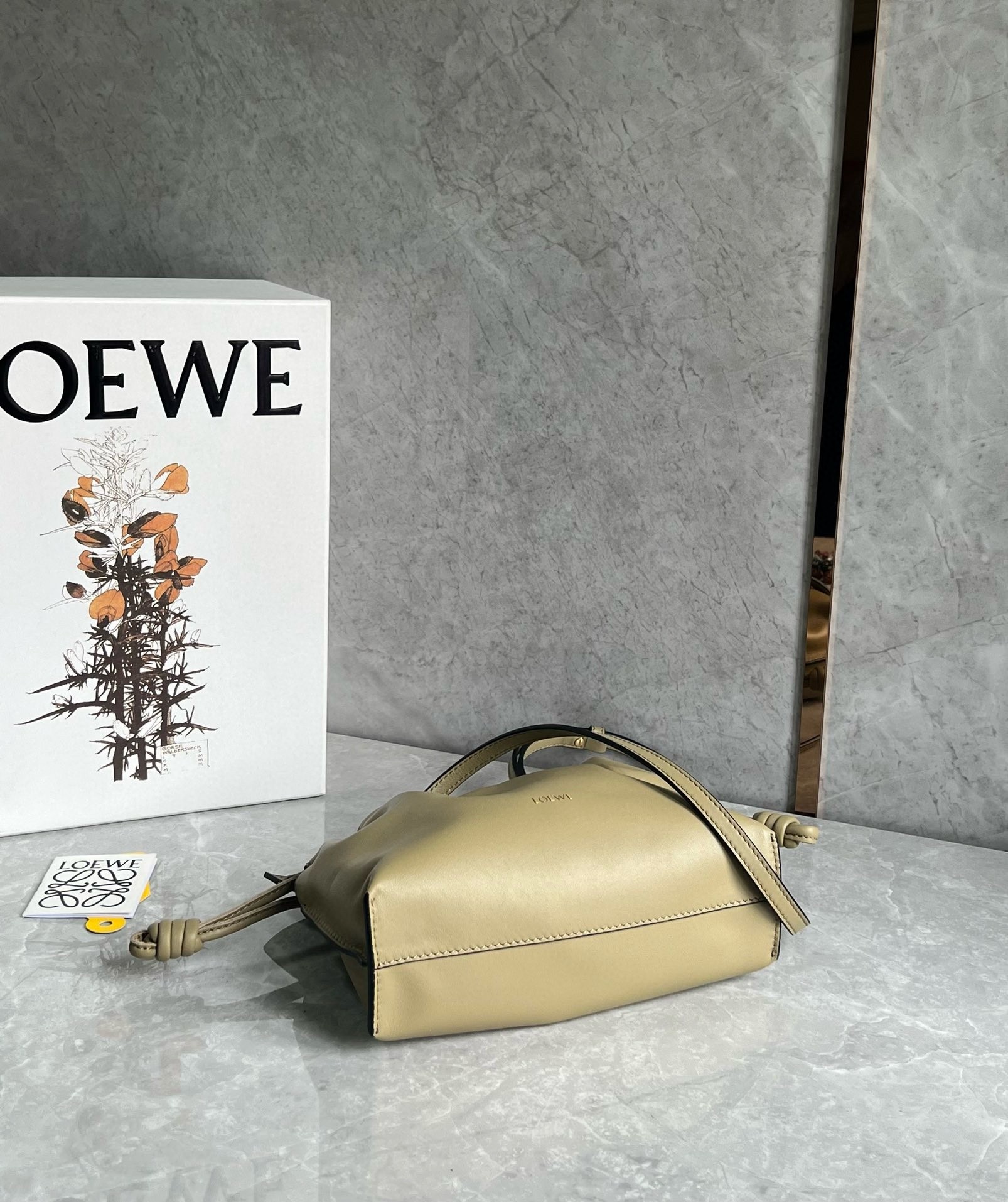 L0ew* mini flamenco clutch bag in clay green nappa calfskin