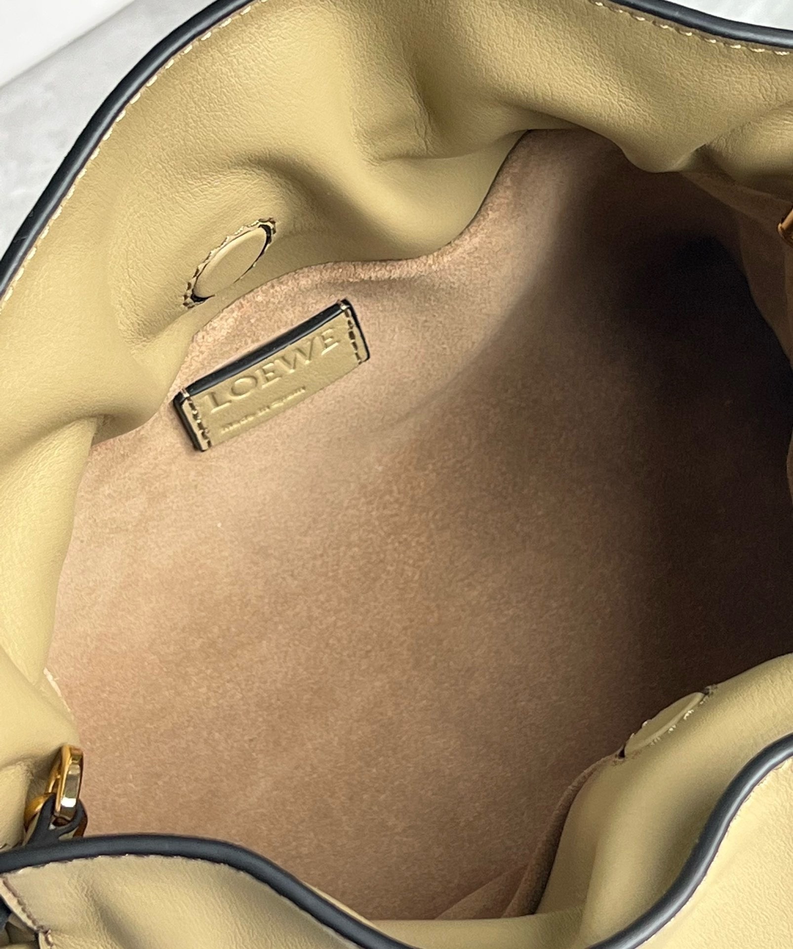 L0ew* mini flamenco clutch bag in clay green nappa calfskin