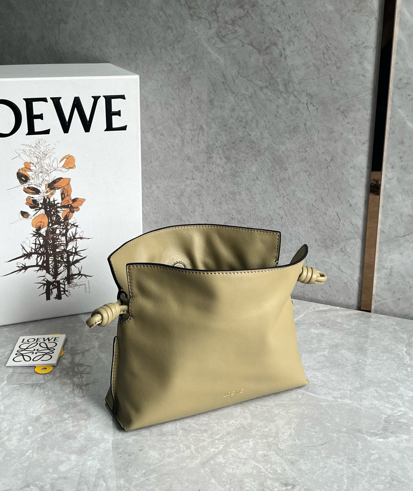 L0ew* mini flamenco clutch bag in clay green nappa calfskin