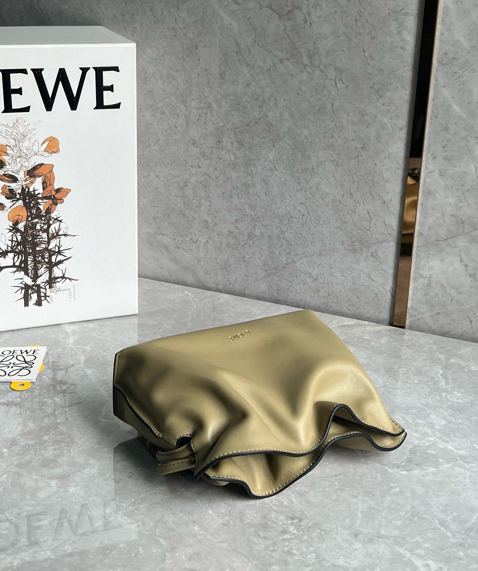 L0ew* mini flamenco clutch bag in clay green nappa calfskin