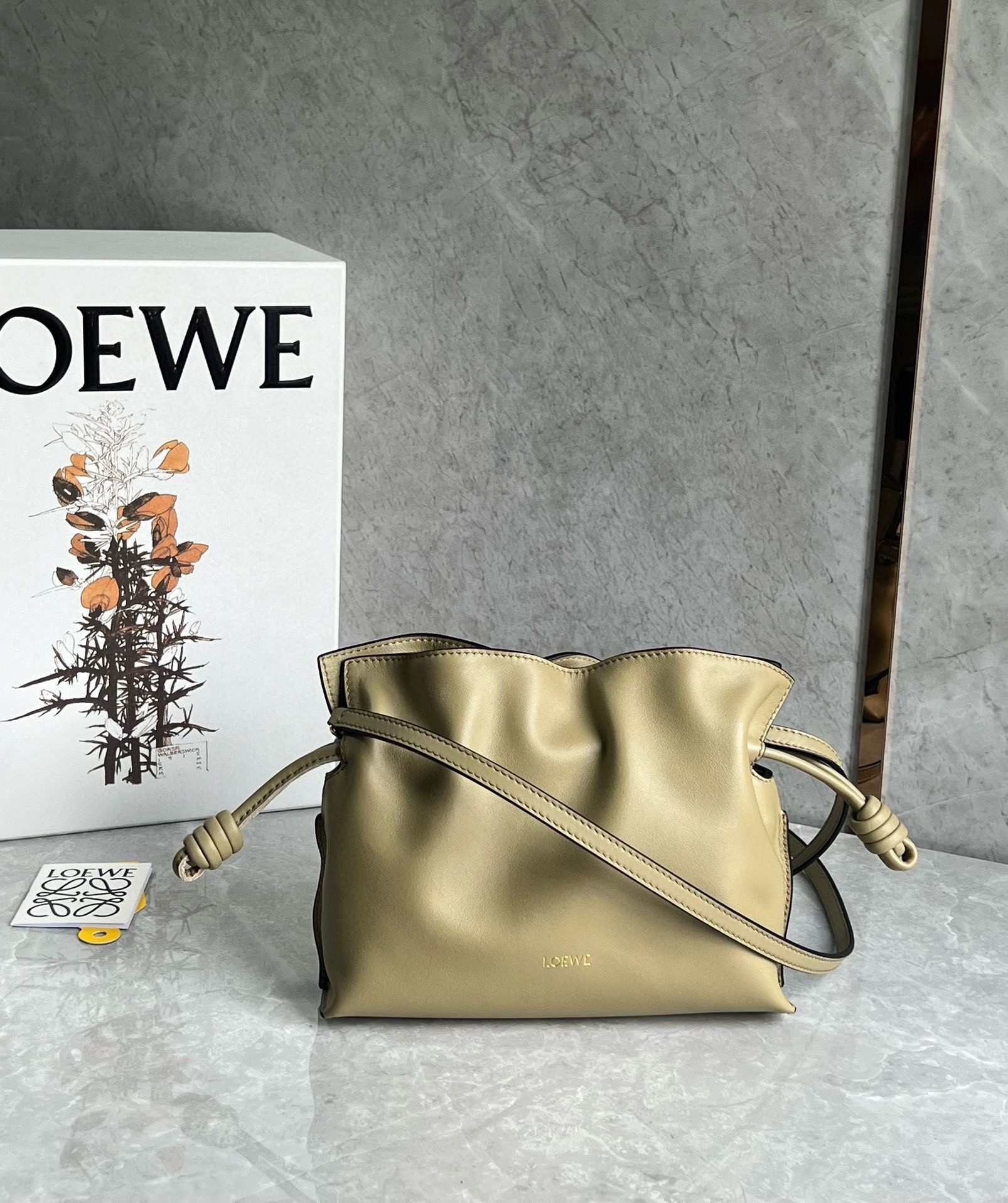 L0ew* mini flamenco clutch bag in clay green nappa calfskin