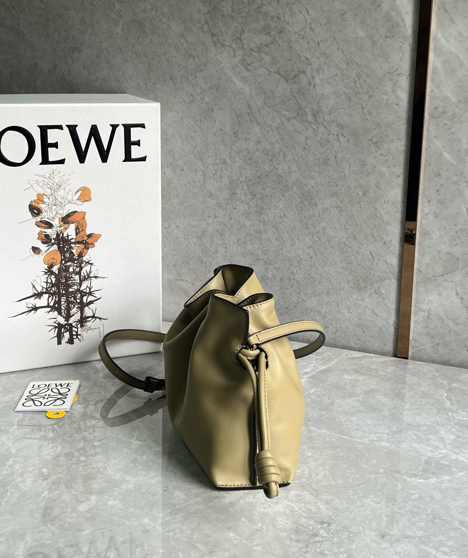 L0ew* mini flamenco clutch bag in clay green nappa calfskin