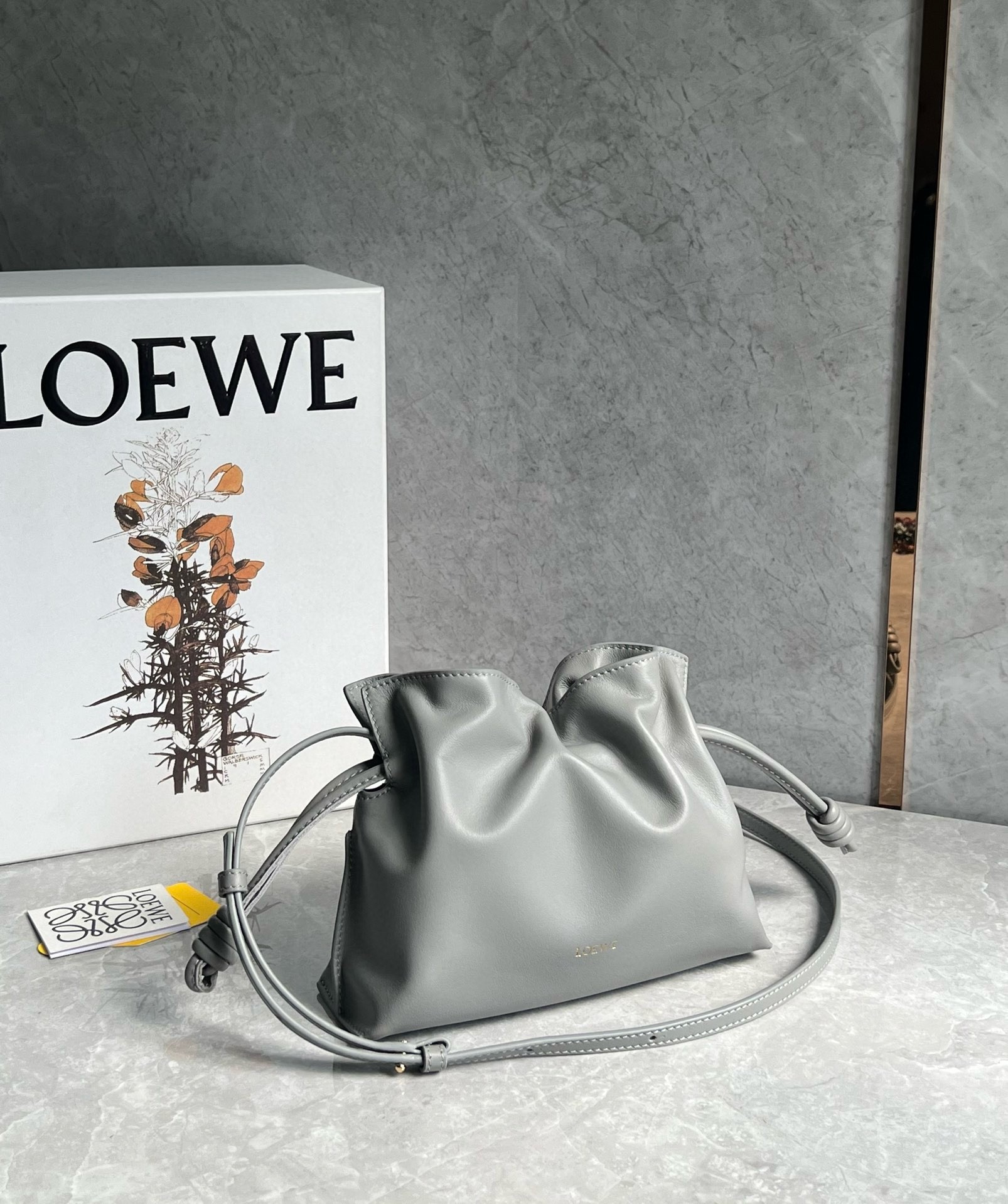 L0ew* mini flamenco clutch bag in pearl grey nappa calfskin