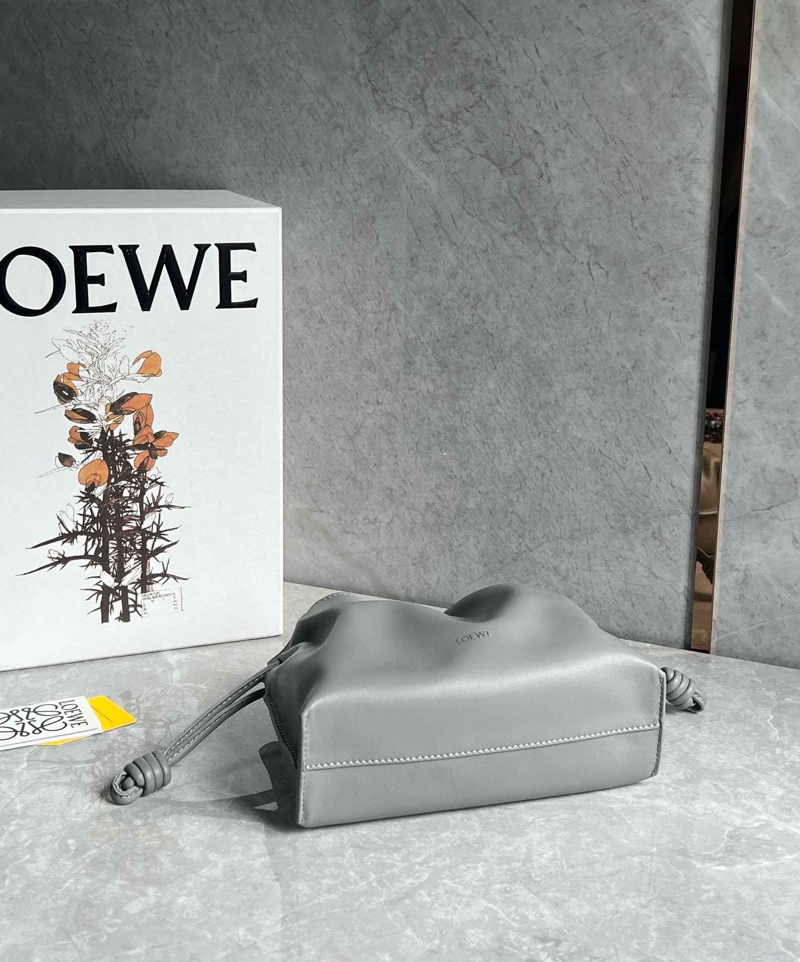 L0ew* mini flamenco clutch bag in pearl grey nappa calfskin