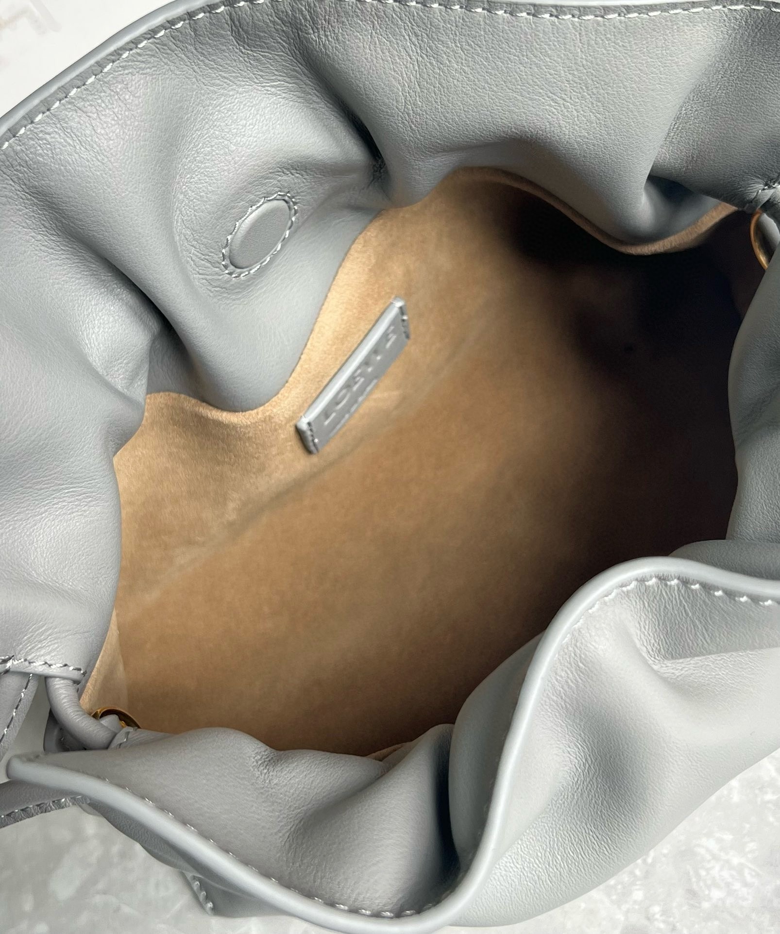 L0ew* mini flamenco clutch bag in pearl grey nappa calfskin