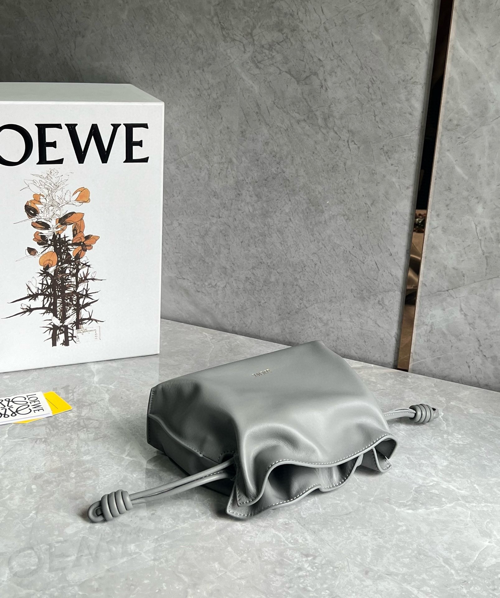 L0ew* mini flamenco clutch bag in pearl grey nappa calfskin