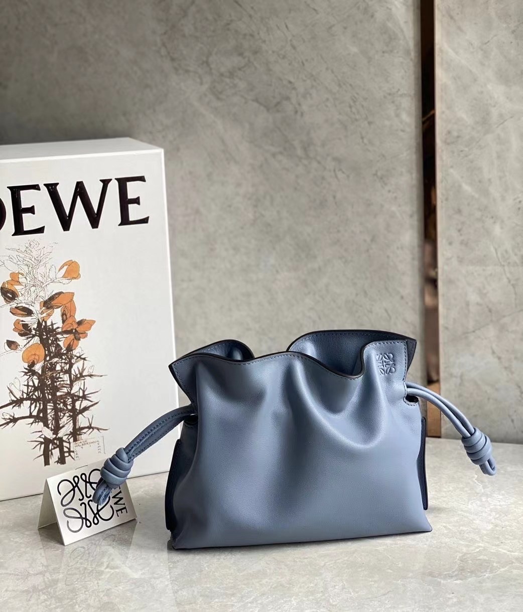 L0ew* flamenco mini clutch in atlantic blue nappa leather