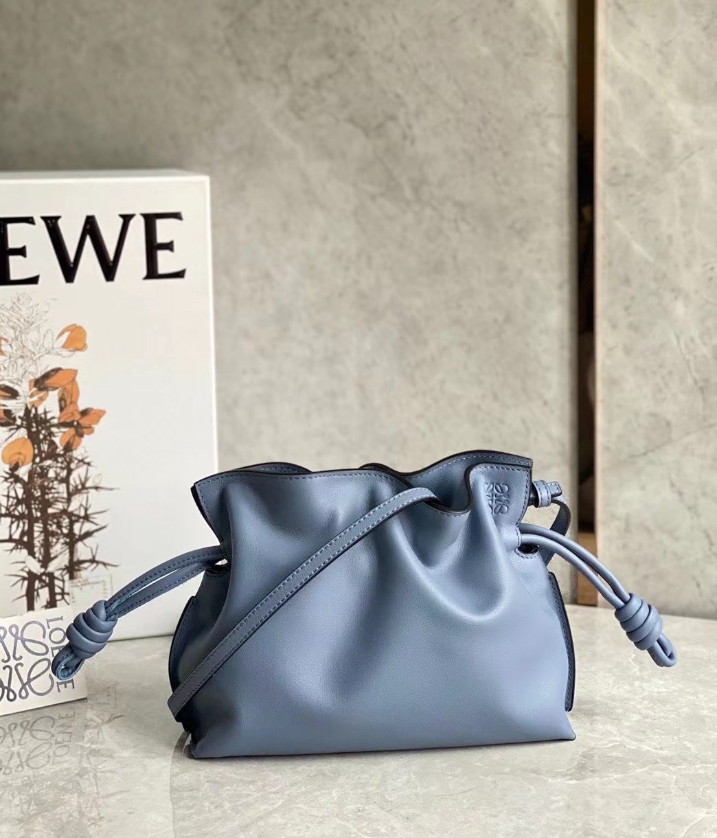 L0ew* flamenco mini clutch in atlantic blue nappa leather