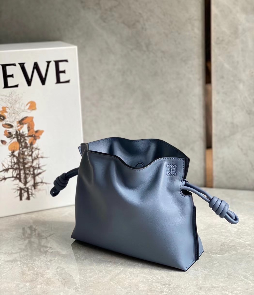 L0ew* flamenco mini clutch in atlantic blue nappa leather