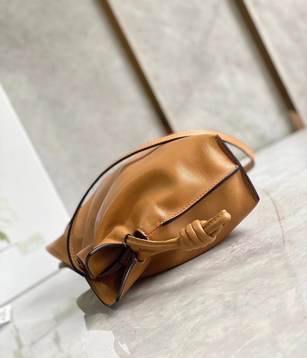 L0ew* flamenco mini clutch in brown nappa leather