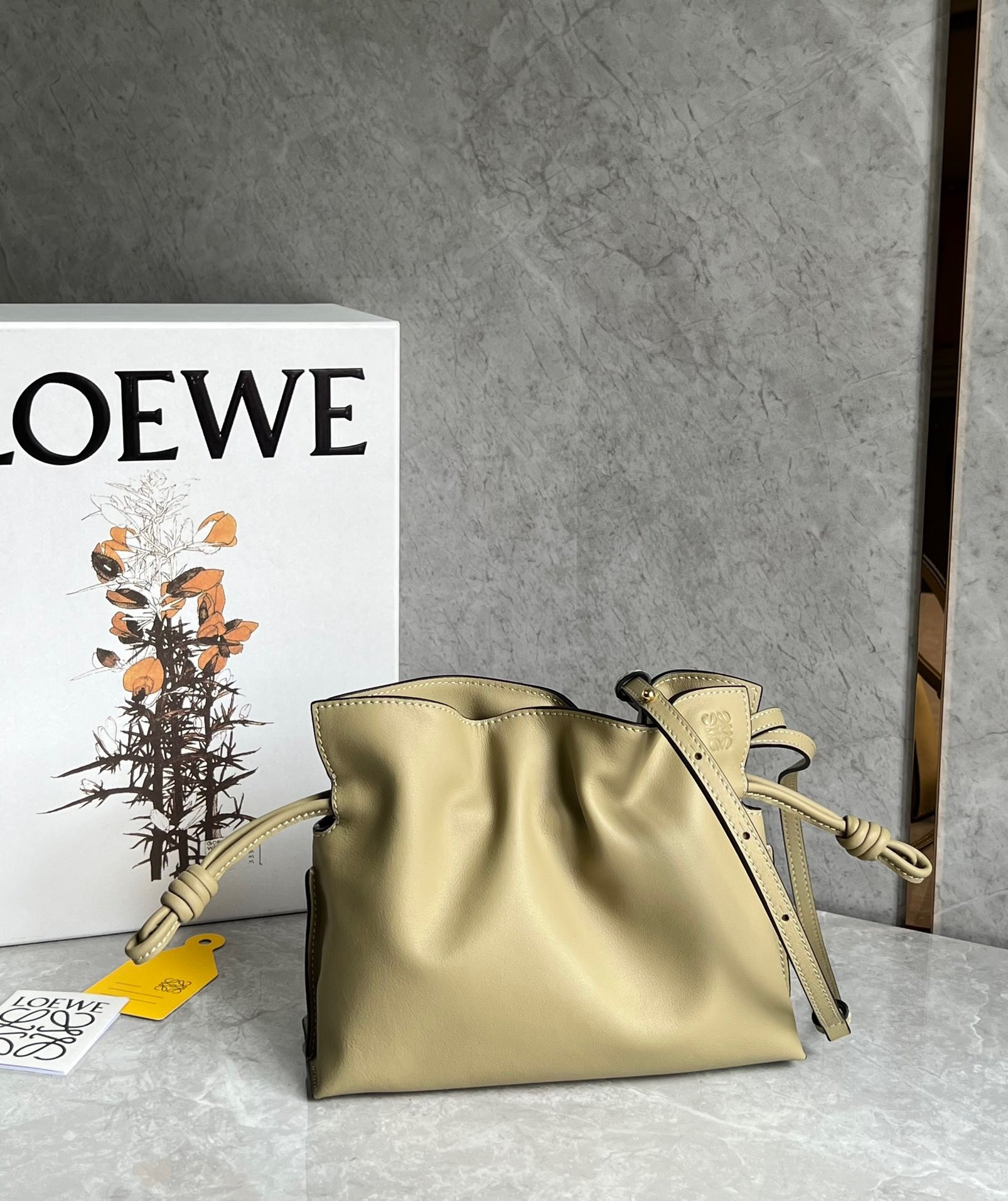 L0ew* mini flamenco clutch bag in clay green calfskin