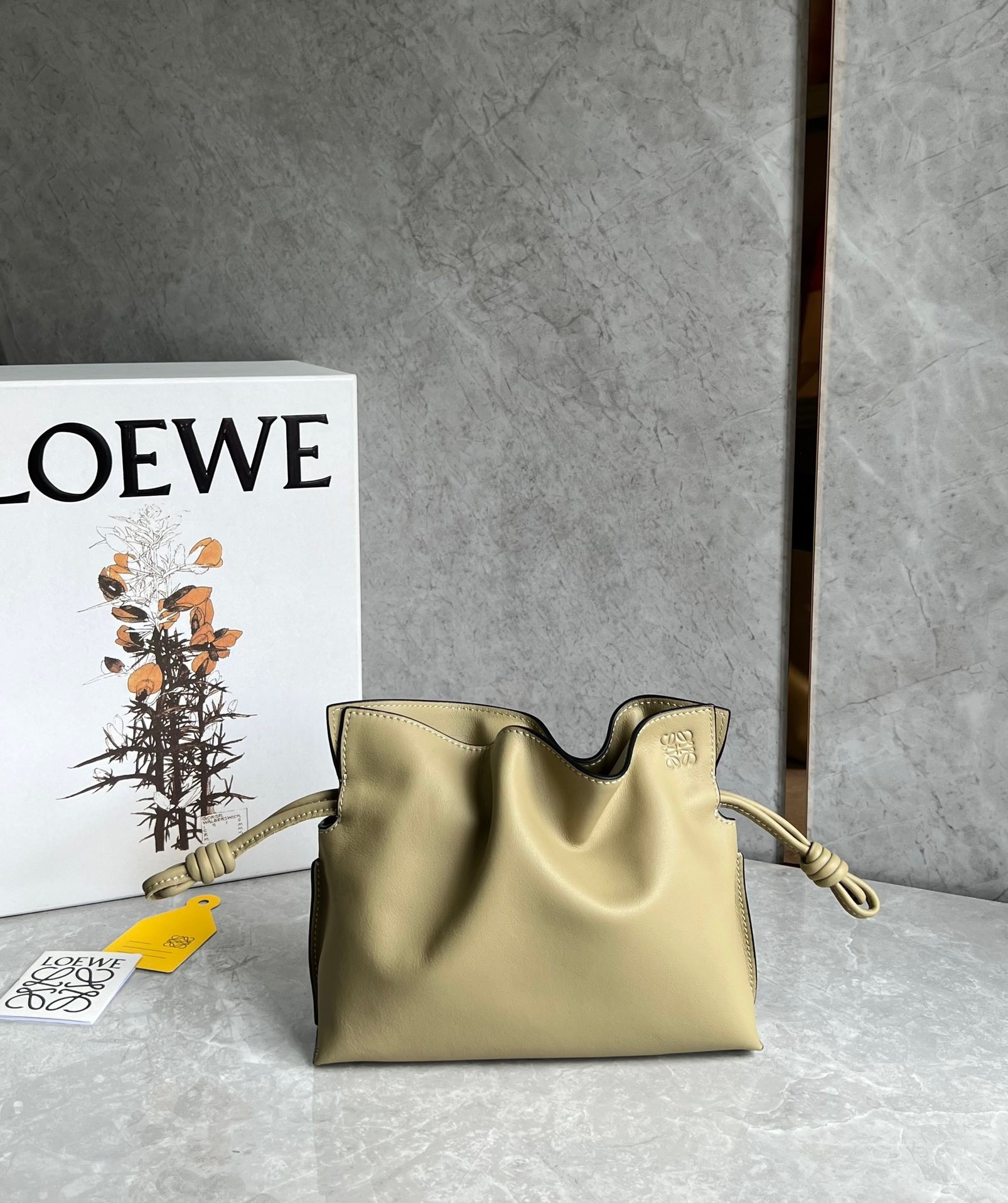 L0ew* mini flamenco clutch bag in clay green calfskin