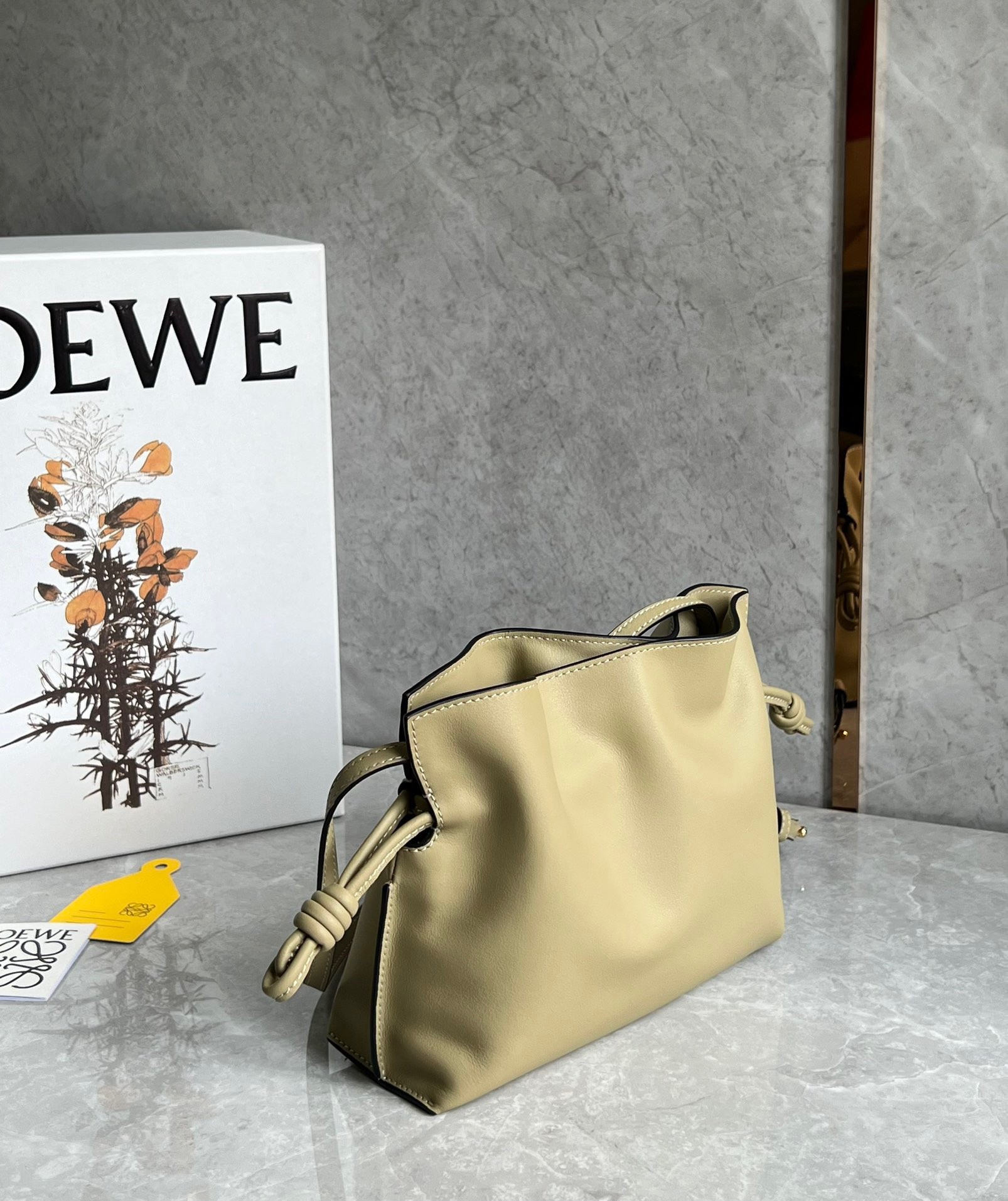 L0ew* mini flamenco clutch bag in clay green calfskin