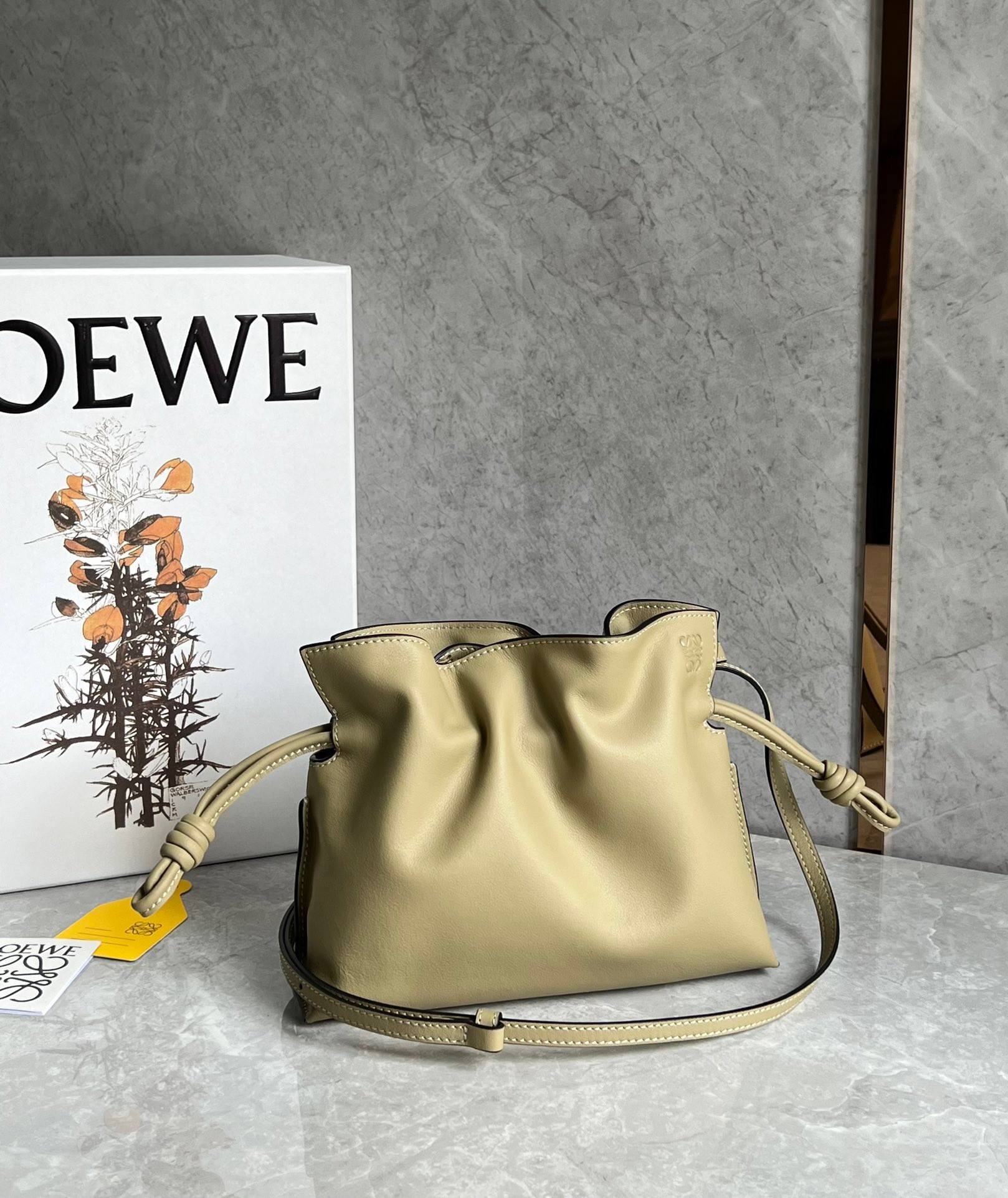 L0ew* mini flamenco clutch bag in clay green calfskin