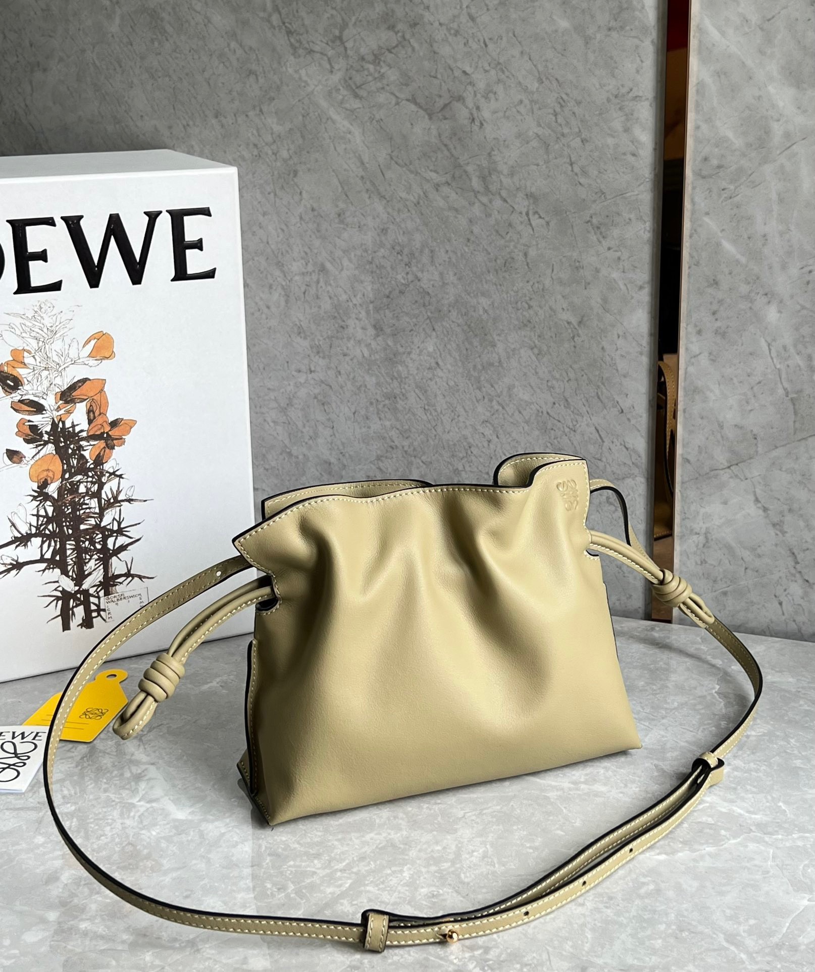 L0ew* mini flamenco clutch bag in clay green calfskin
