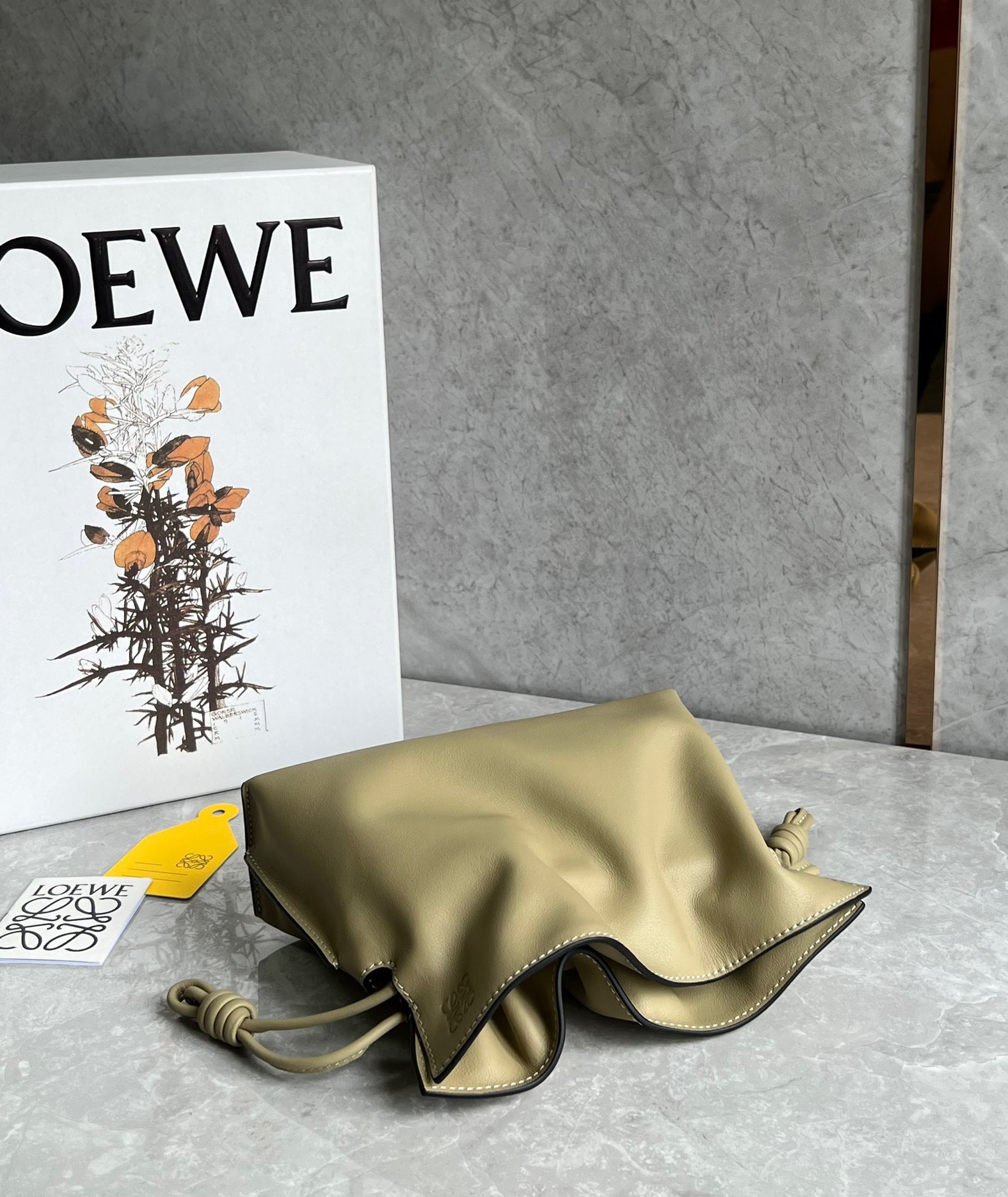 L0ew* mini flamenco clutch bag in clay green calfskin