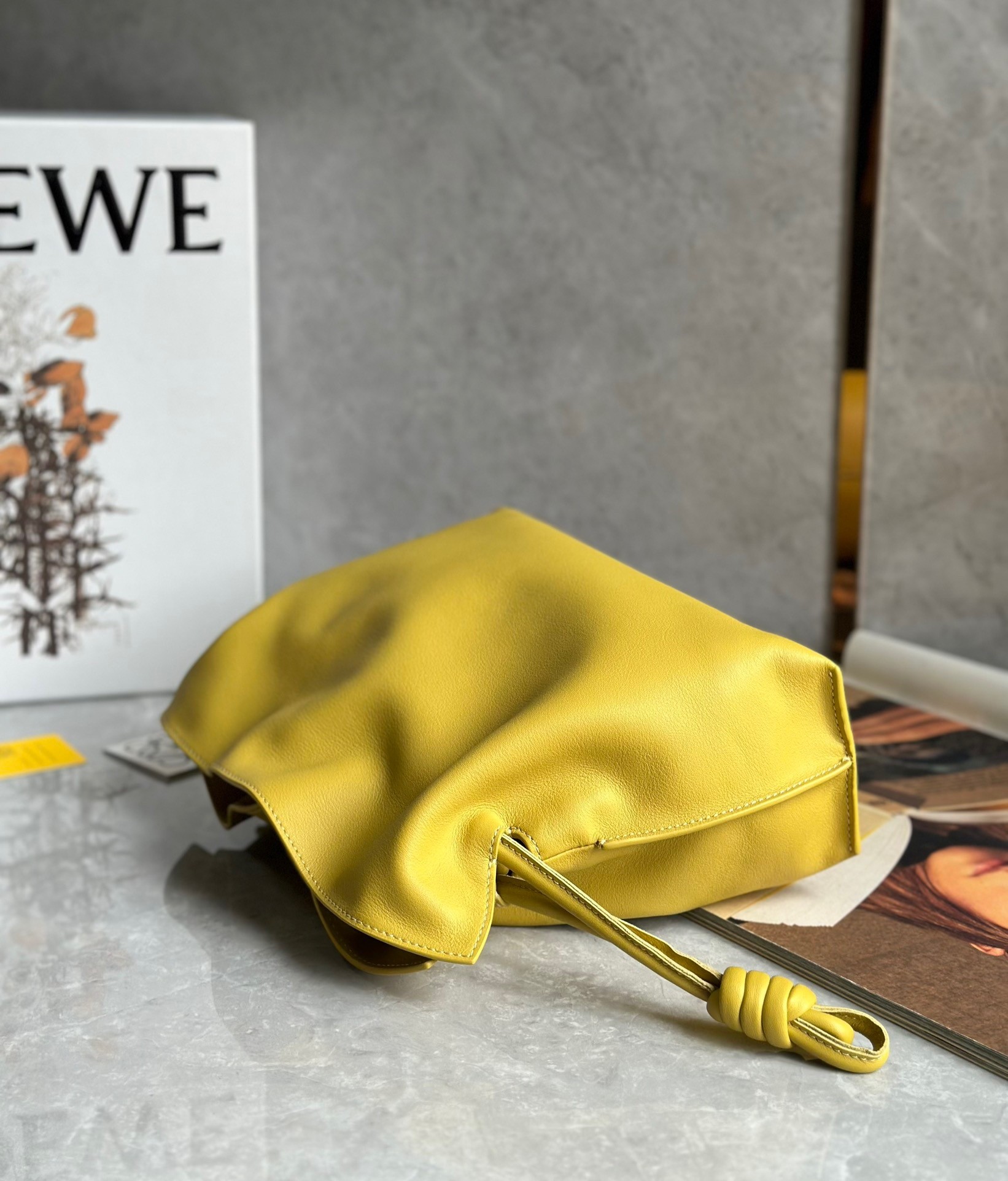 L0ew* flamenco clutch bag in pale yellow leather