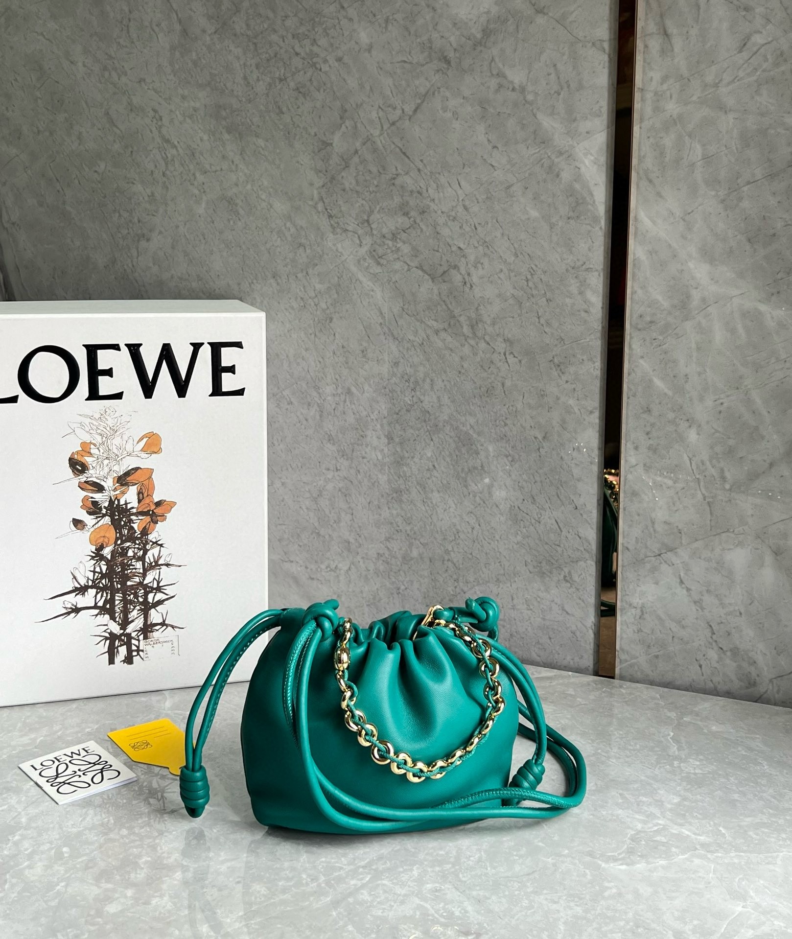 L0ew* mini flamenco purse bag in green nappa lambskin