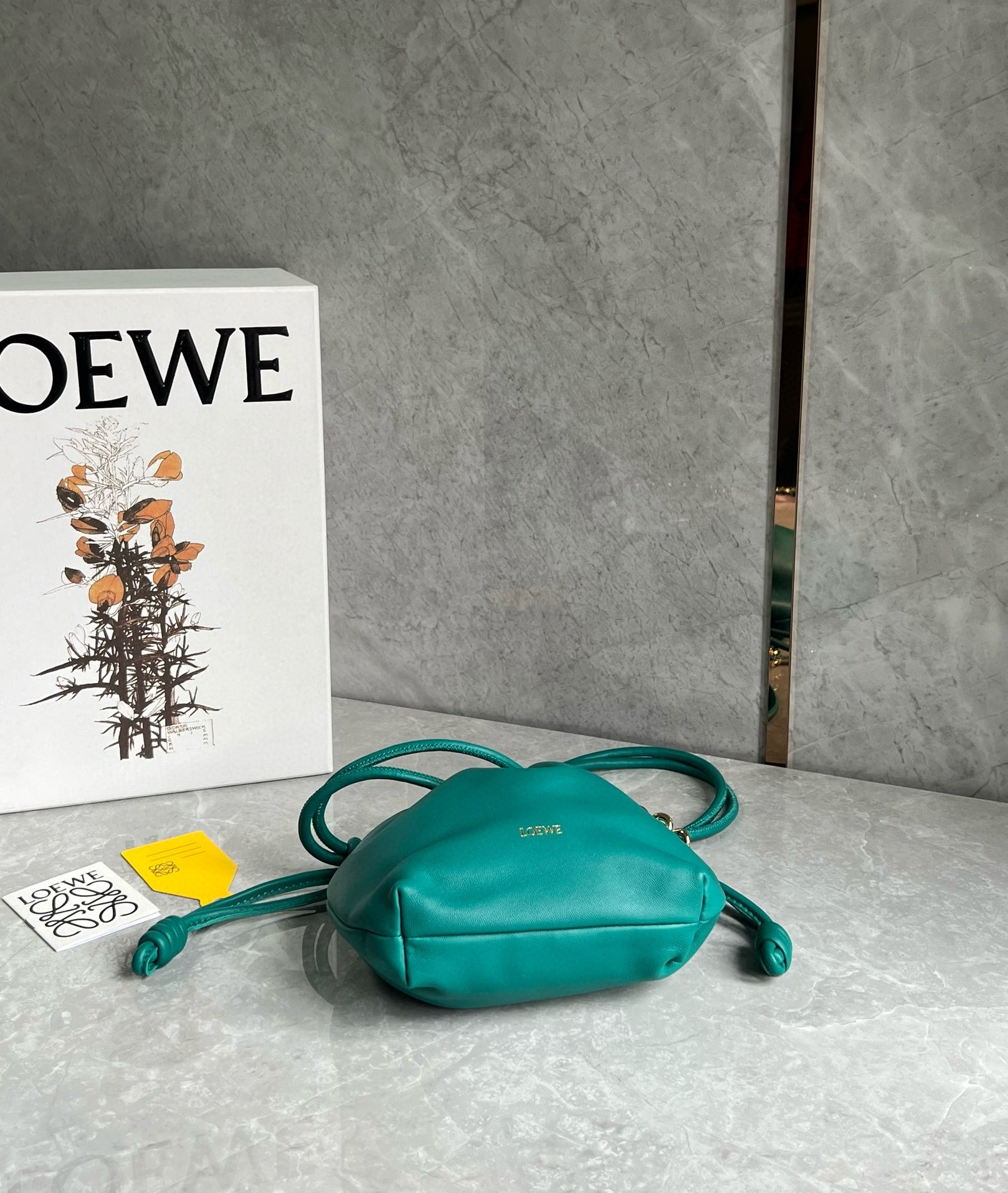 L0ew* mini flamenco purse bag in green nappa lambskin