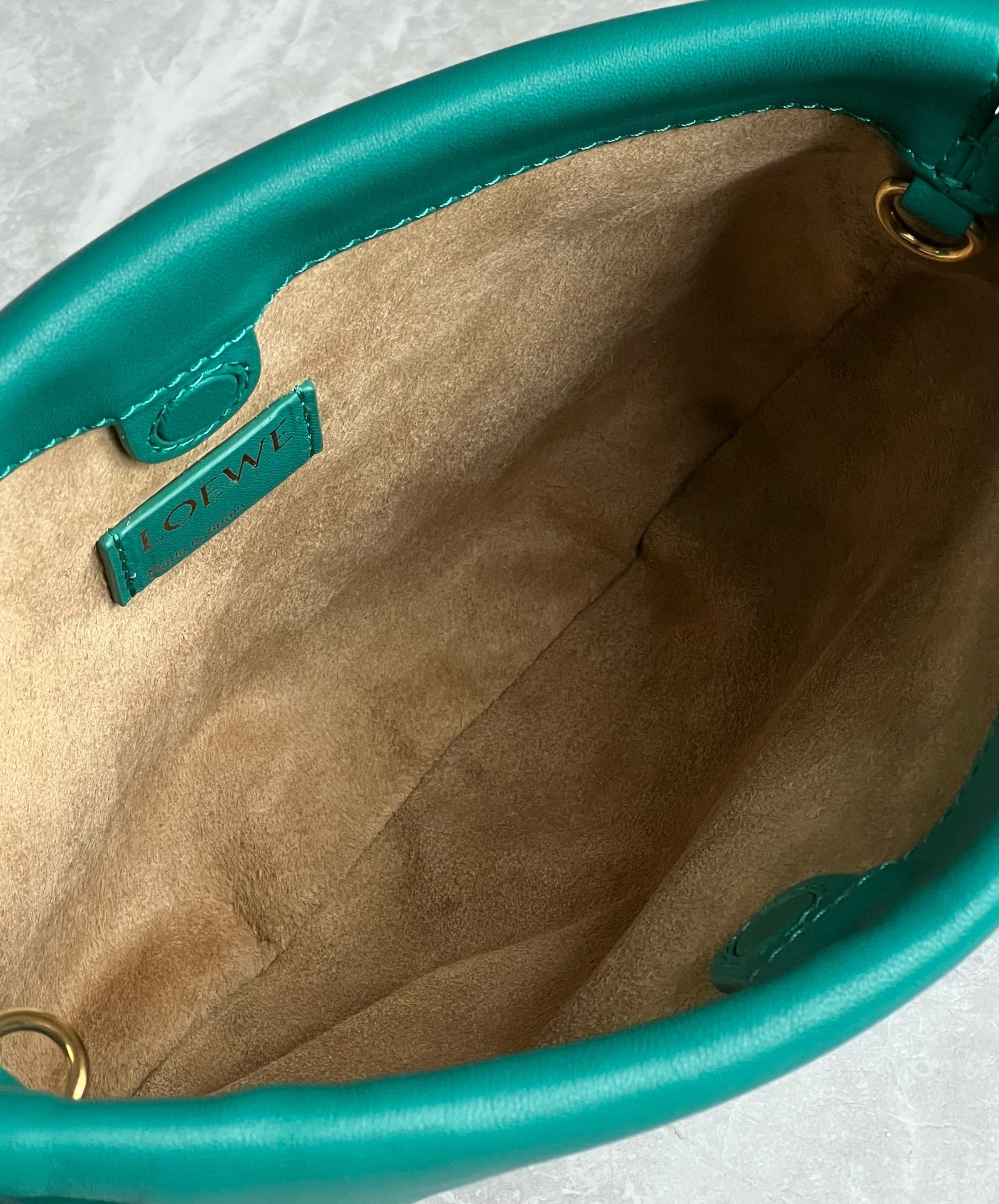 L0ew* mini flamenco purse bag in green nappa lambskin