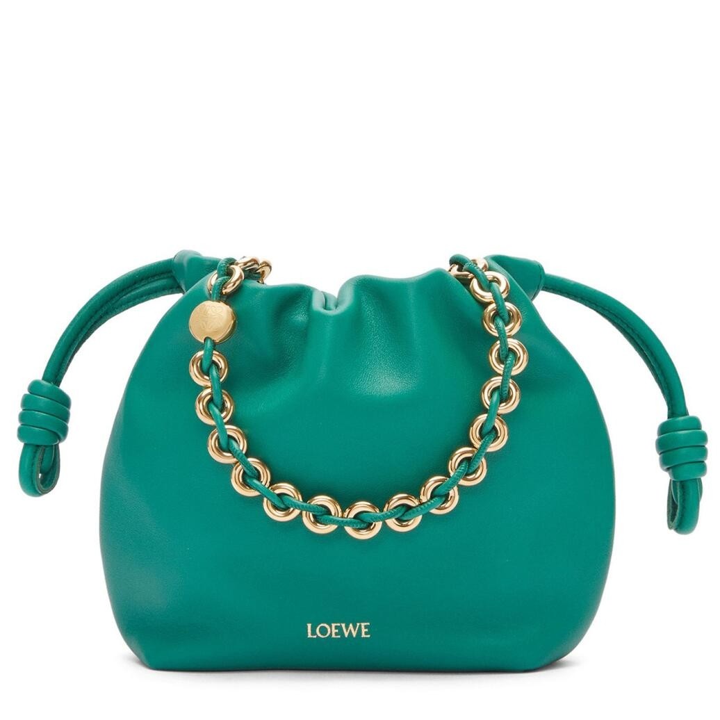 L0ew* mini flamenco purse bag in green nappa lambskin