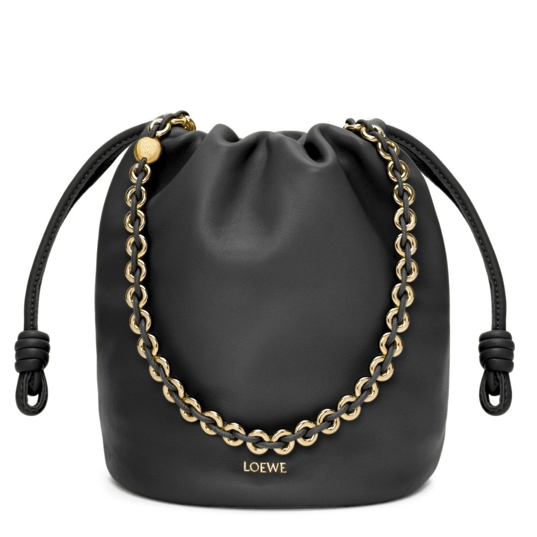 L0ew* flamenco purse bucket bag in black nappa lambskin