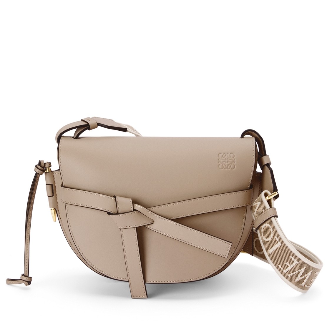 L0ew* gate small bag in sand calfskin and jacquard