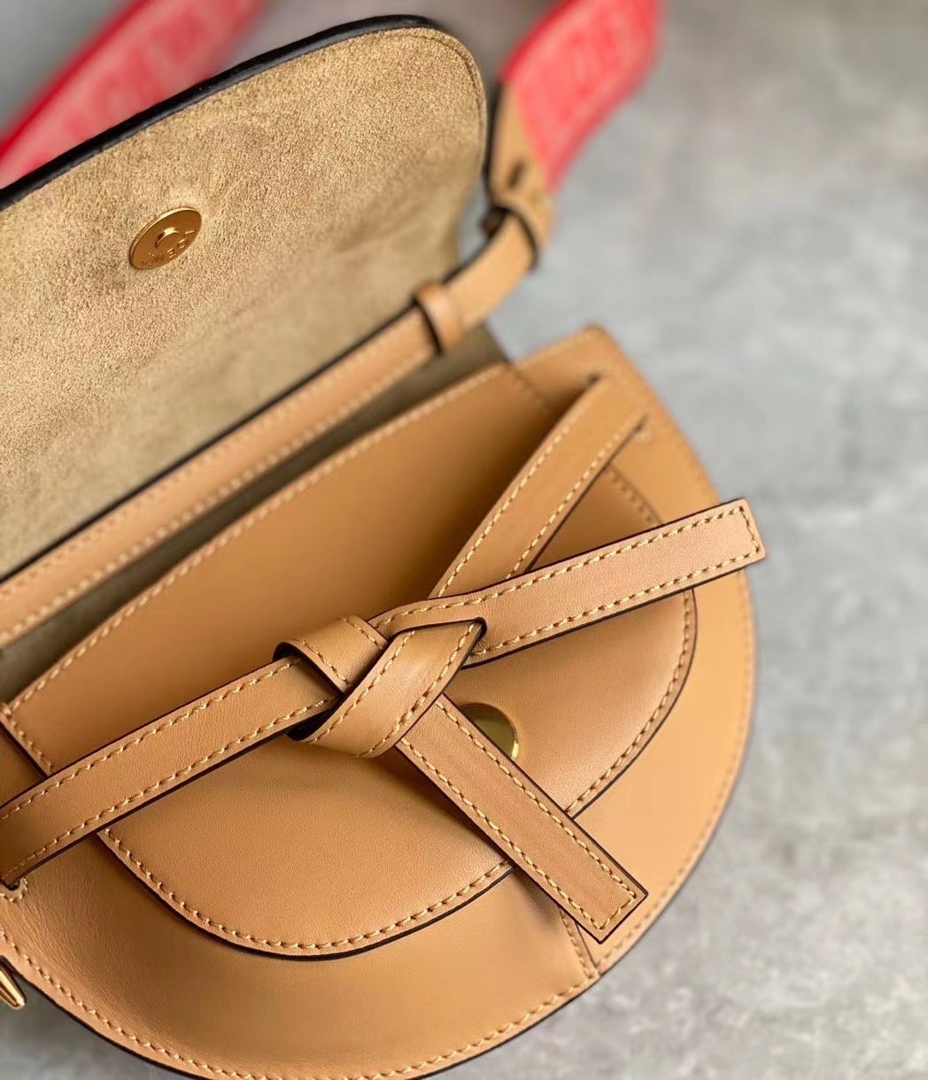 L0ew* mini gate dual bag in brown calfskin