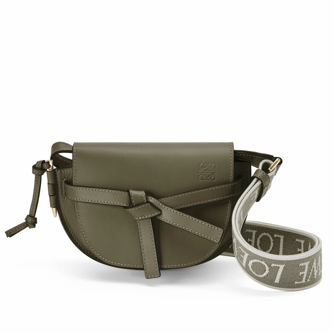 L0ew* mini gate dual bag in autumn green calfskin