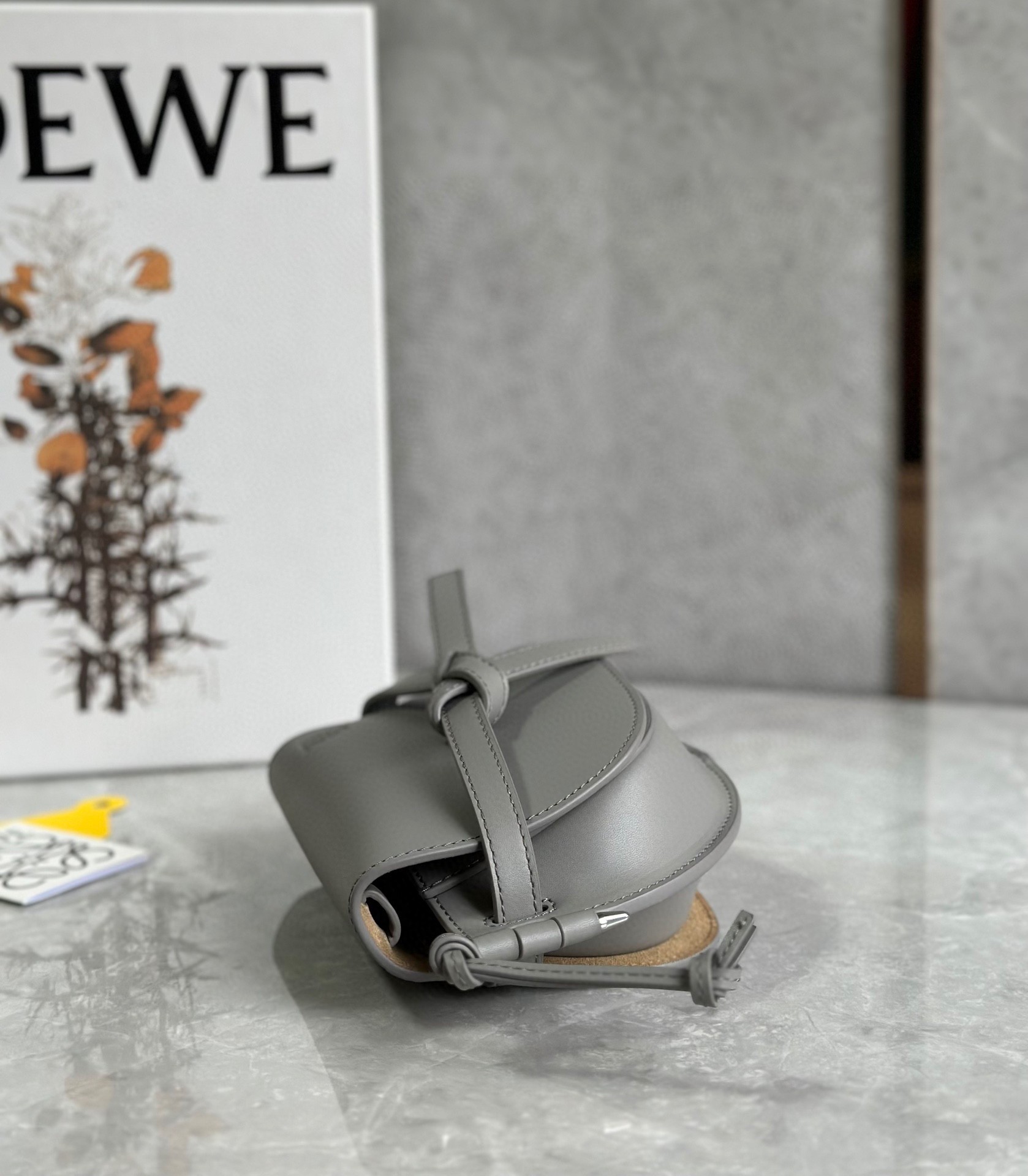 L0ew* gate dual mini bag in grey calfskin