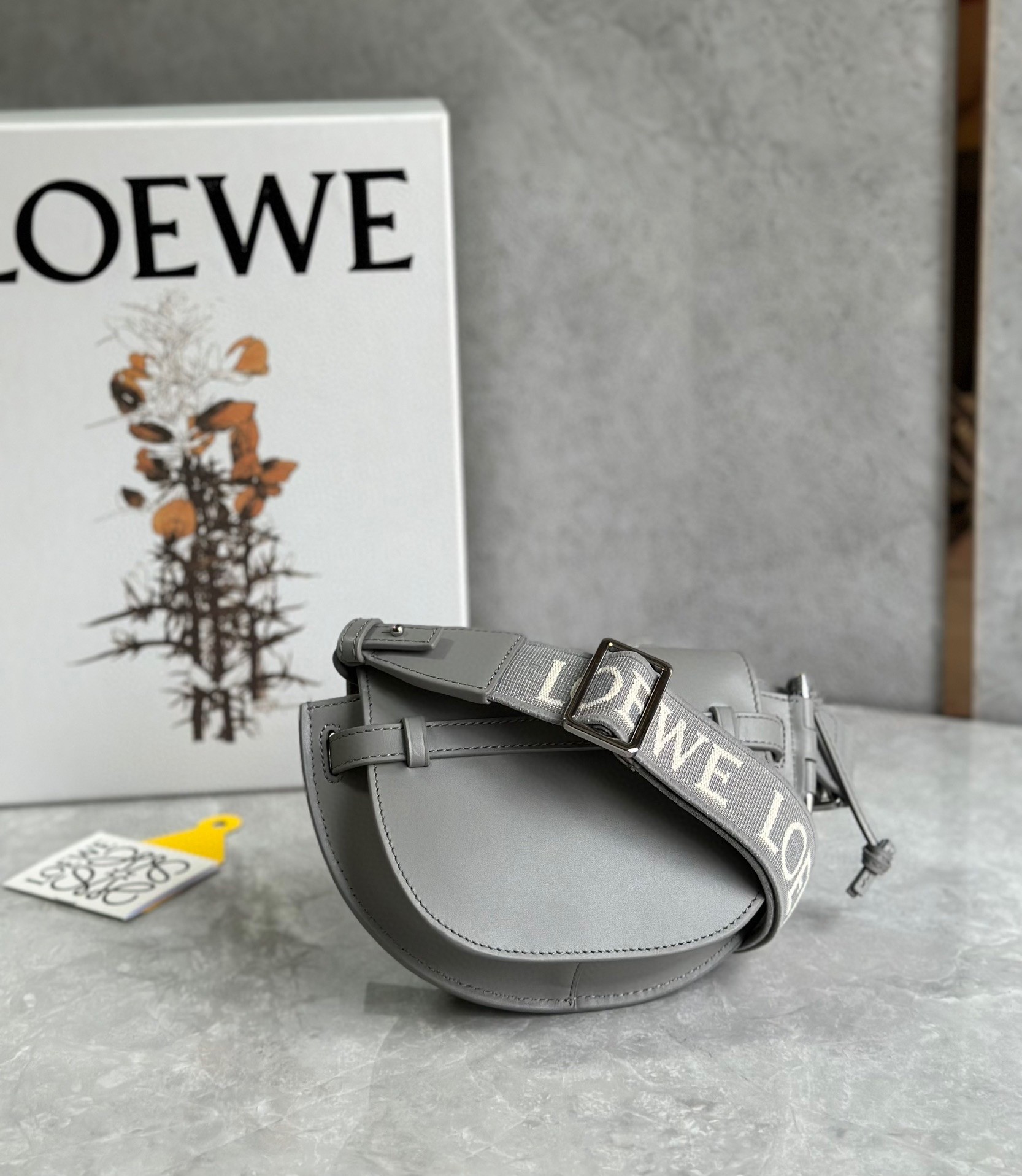 L0ew* gate dual mini bag in grey calfskin