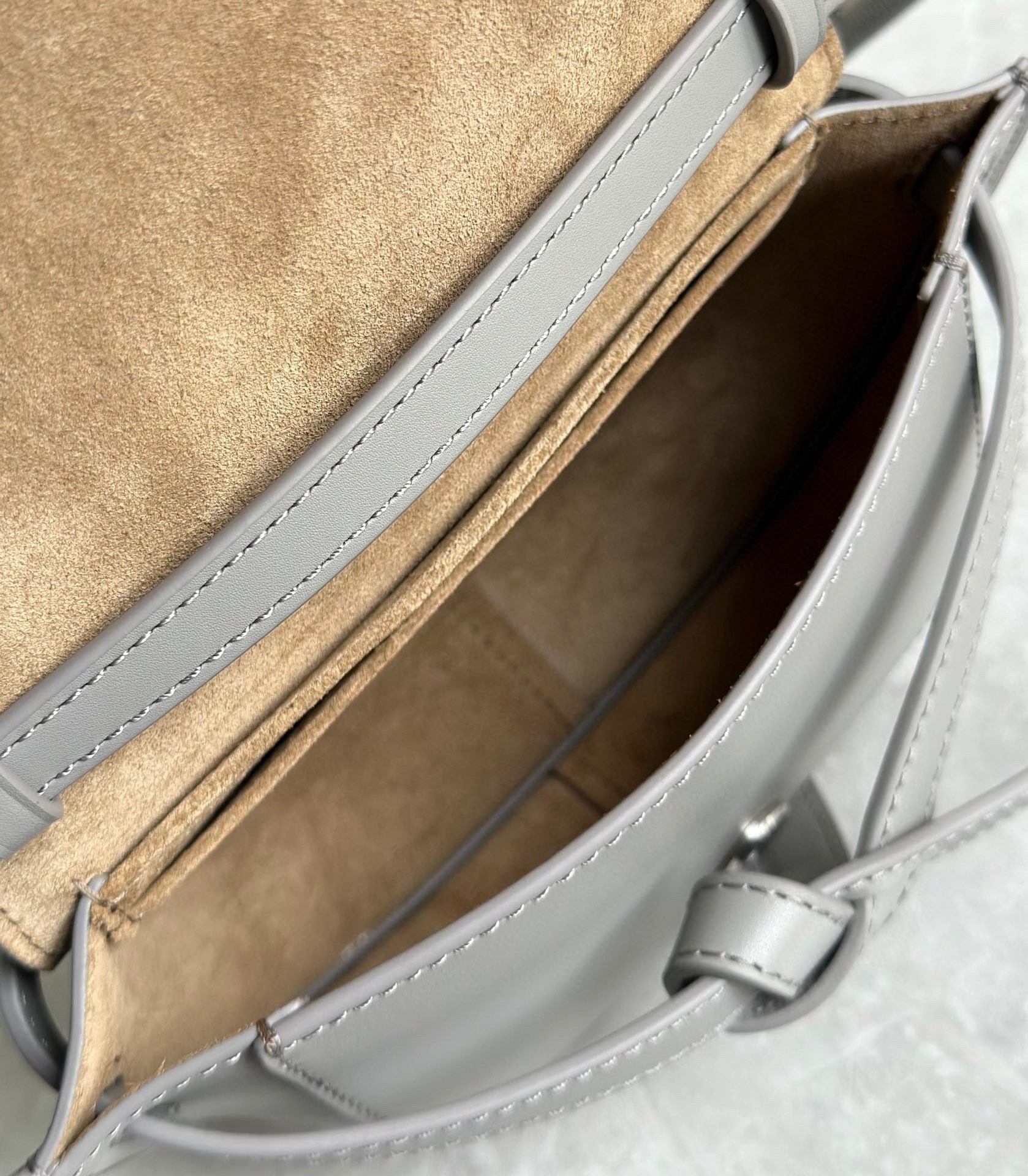 L0ew* gate dual mini bag in grey calfskin