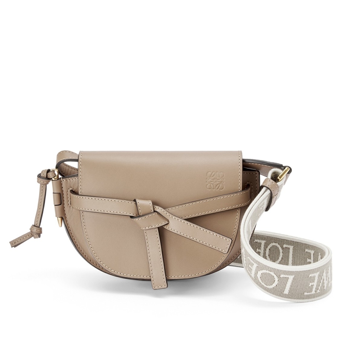 L0ew* mini gate dual bag in sand calfskin